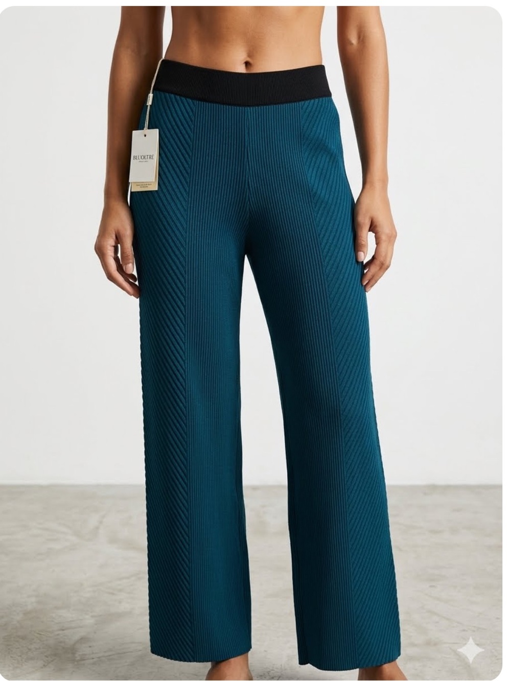 *NEW* BLUOLTRE Deadstock Vintage Teal & Black Pull On Knit Lounge Pants NWT